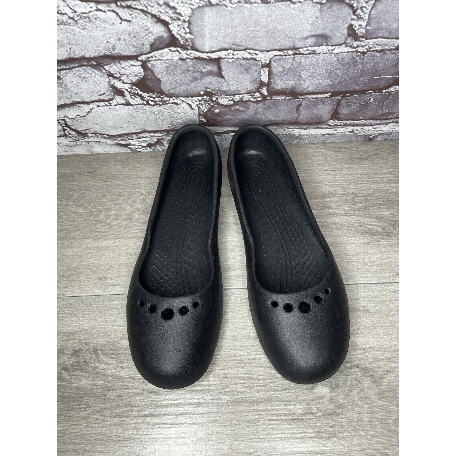 Crocs Crocs Black Rubber Slip On Lightweight Ballet Flats Shoes Wo Size US 11 / IT 41 - 2 Thumbnail