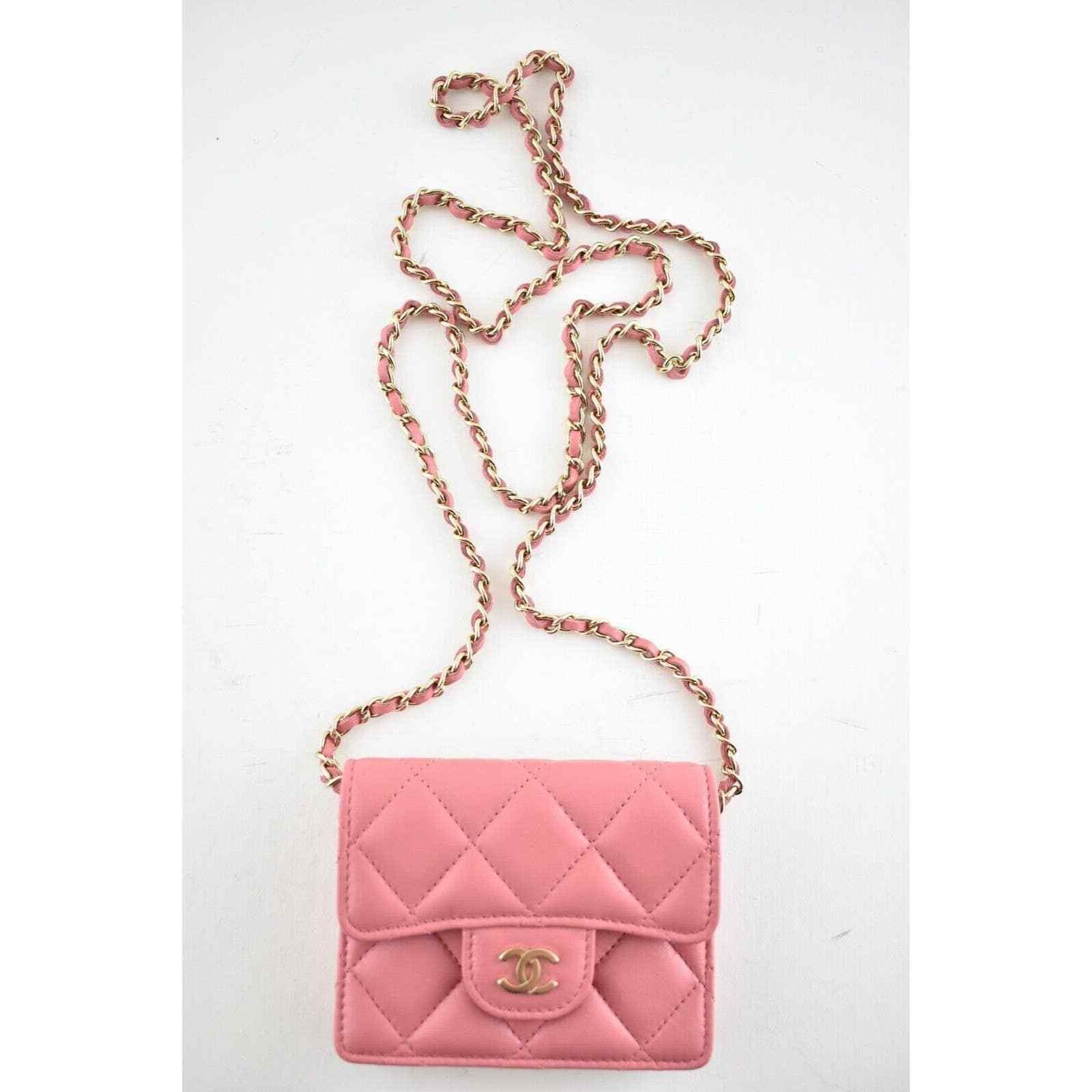 Chanel Chanel Chain Pink Lambskin Gold Card Shoulder Crossbody Bag Size ONE SIZE - 3 Thumbnail