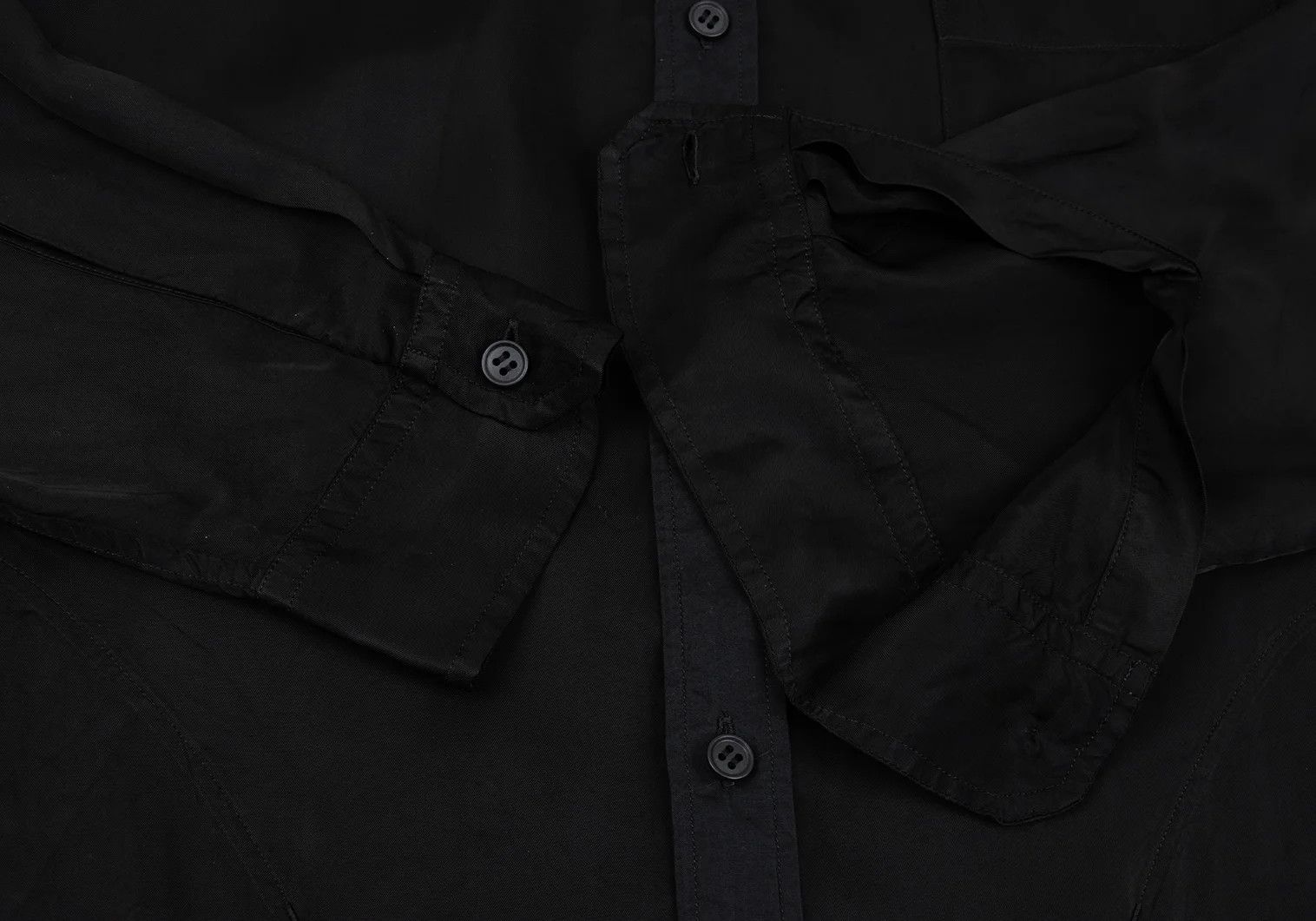 Yohji Yamamoto Yohji Yamamoto Cotton Back Button Shirt Black 4 Size US XL / EU 56 / 4 - 8 Thumbnail