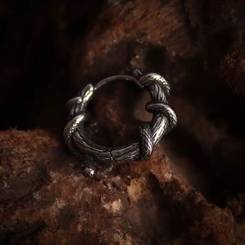 Jewelry × Vintage Creative Snake Winding Plant Vine Hoop Earrings Size ONE SIZE - 5 Thumbnail