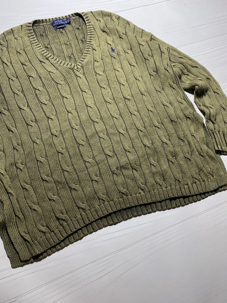 Polo Ralph Lauren Vintage Polo Ralph Lauren cable knit oversize V-neck sweater Size XS / US 0-2 / IT 36-38 - 8 Thumbnail