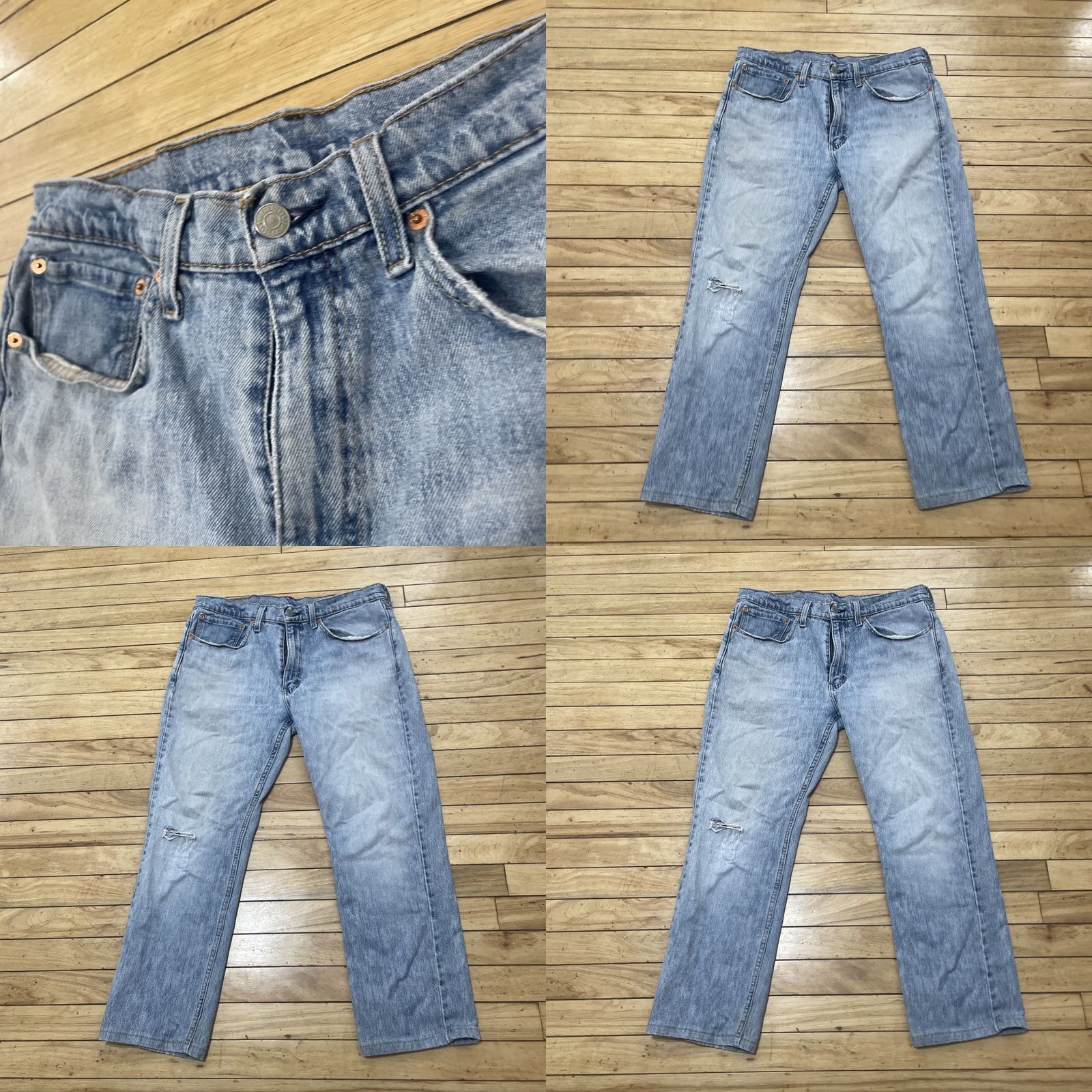 Levi's Levi's Jeans 514 Jeans Men 34x30 26" Light Blue Distressed Slim School Sk8 Denim Size US 34 / EU 50 - 10 Thumbnail