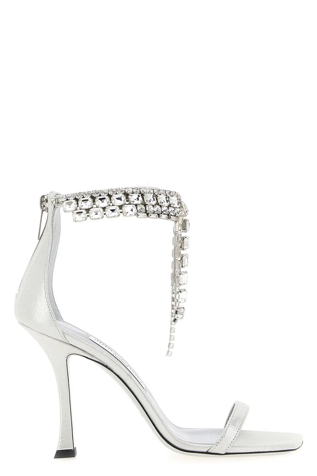JIMMY CHOO Verity Gray/Silver Suede Crystal 100mm
