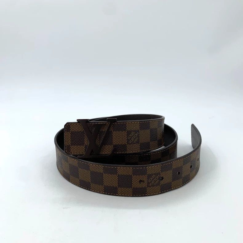 Louis Vuitton Louis Vuitton Brown checkered leather belt Size ONE SIZE - 1 Thumbnail