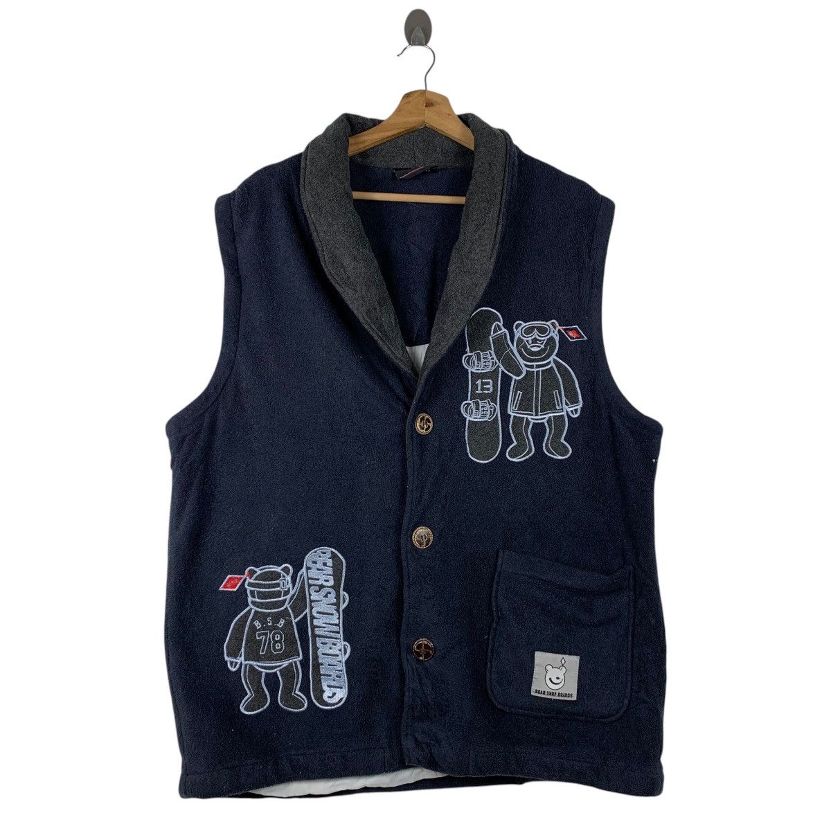 Vintage Vintage BEAR USA Surfboard Big Logo Vest Jacket Sleeveless Size US XL / EU 56 / 4 - 1 Thumbnail