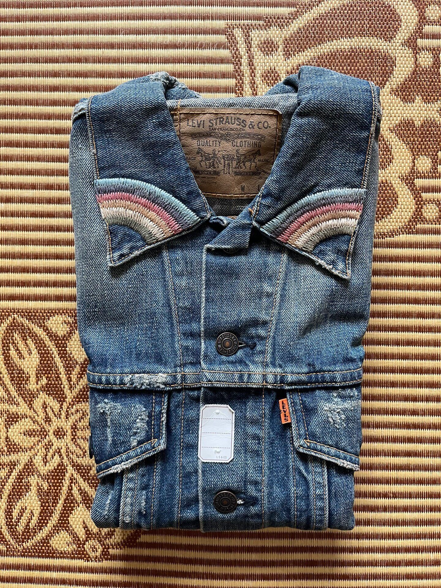 Levi's Vintage Clothing Levis LVC 3rd Washed Denim Embroidered Vest Size US XXS / EU 40 - 1 Thumbnail