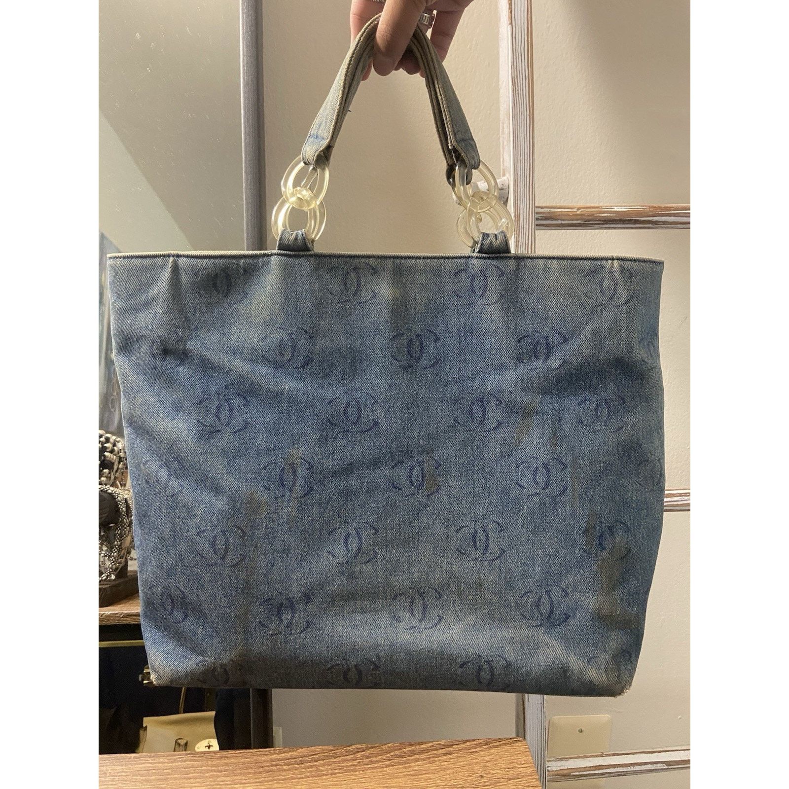 Denim Blue Chanel Tote Bag CHANEL Pre-Owned 1997 Kelly 25 Denim