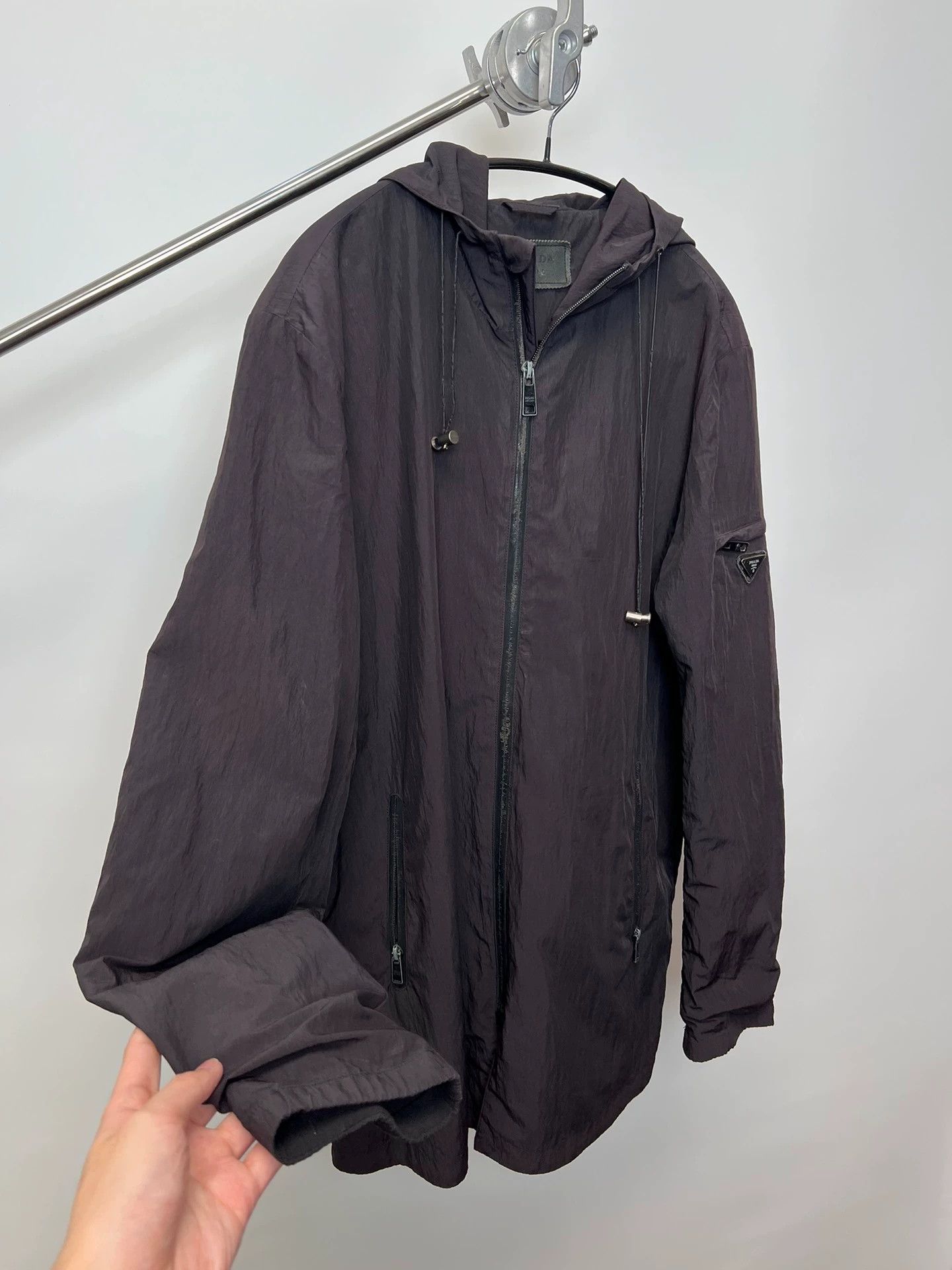 Prada Prada Vintage Milano Triangle Logo Zip Hooded Jacket Size US XXL / EU 58 / 5 - 5 Thumbnail
