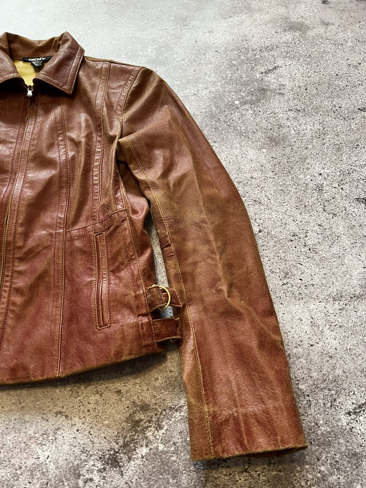 Donna Karan Nice design DKNY zipper leather biker jacket Like Hedi Size M / US 6-8 / IT 42-44 - 3 Thumbnail