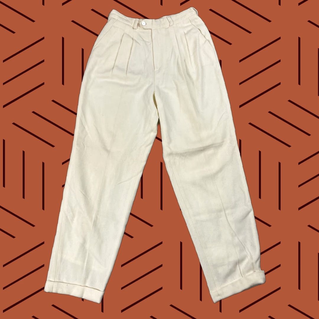 Vintage VINTAGE Crazy Horse High Waisted Mom Jeans Pants Size 5/6 Ivory Wool 80s Womens Size 27" / US 4 / IT 40 - 1 Thumbnail