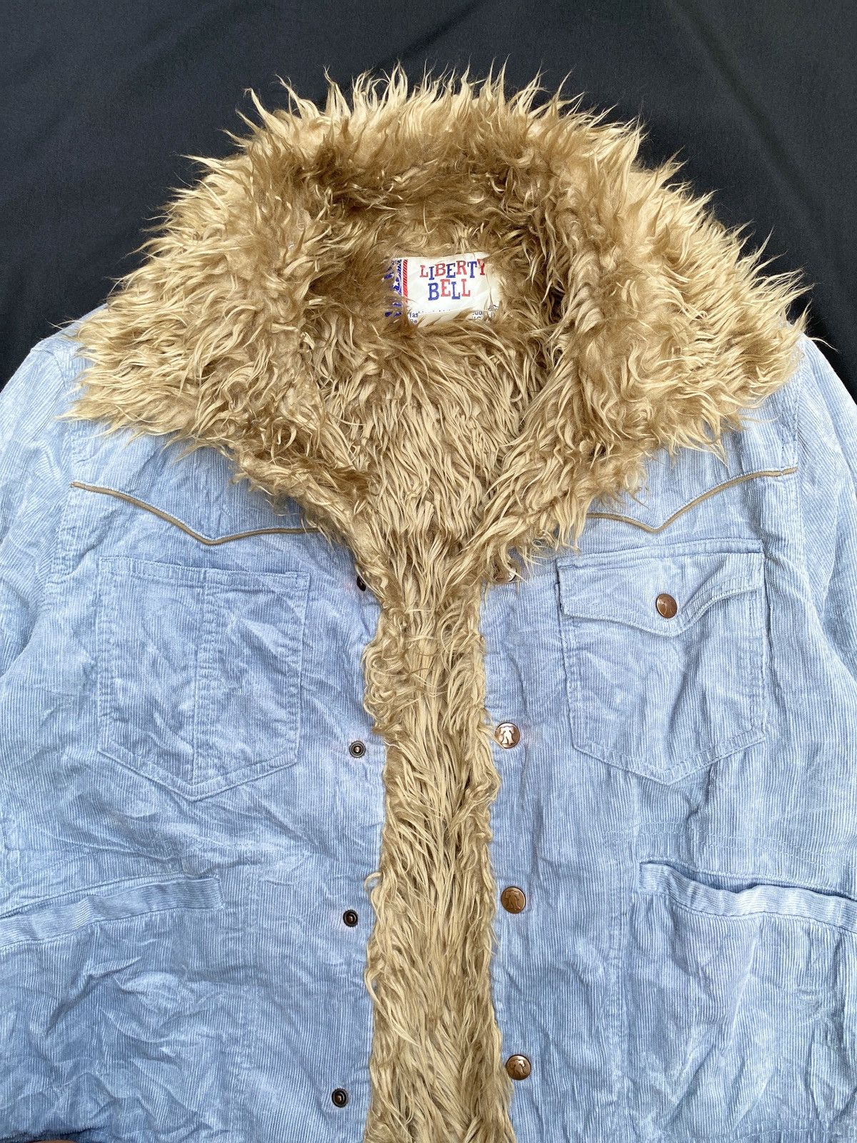 14th Addiction × If Six Was Nine × KMRii Liberty Bell Faux Fur Trompe l’oeil Jacket Vkei Lgb style Size US L / EU 52-54 / 3 - 4 Thumbnail