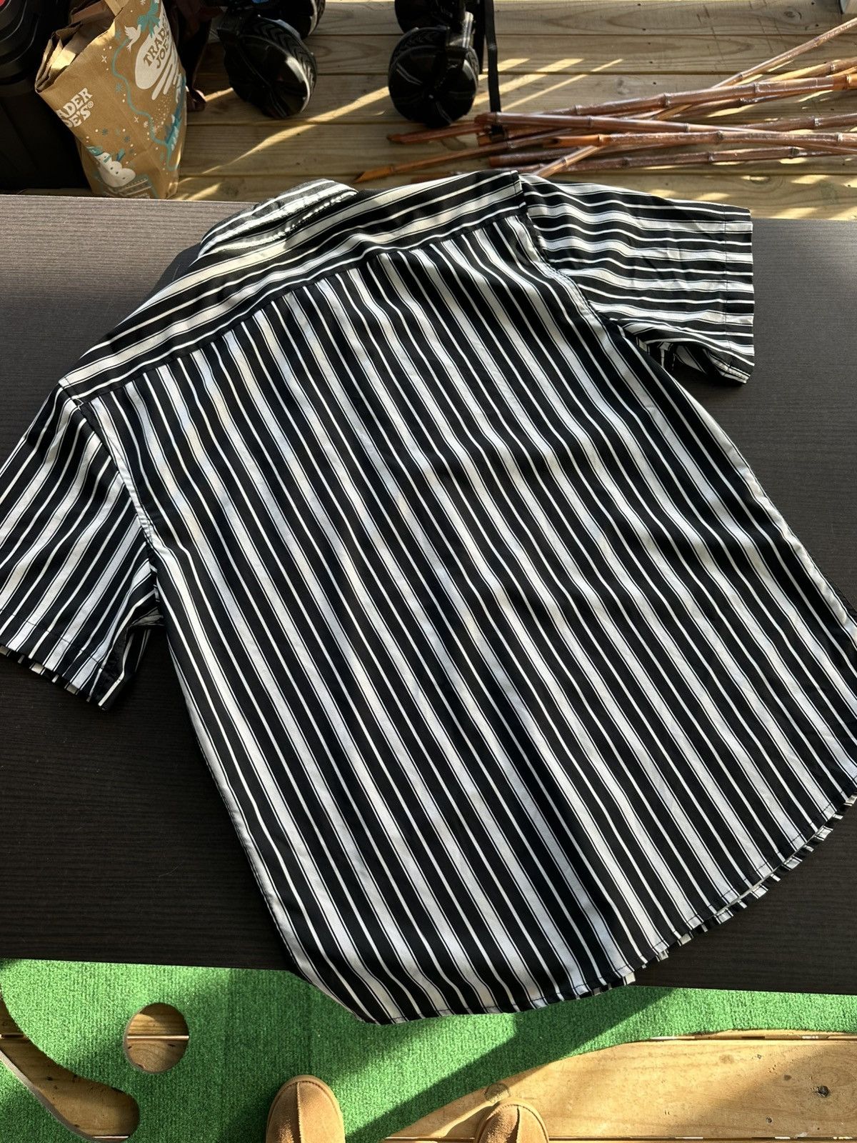 Other Black and White Striped Button Up Short Sleeve Shirt Mens Size US M / EU 48-50 / 2 - 4 Thumbnail