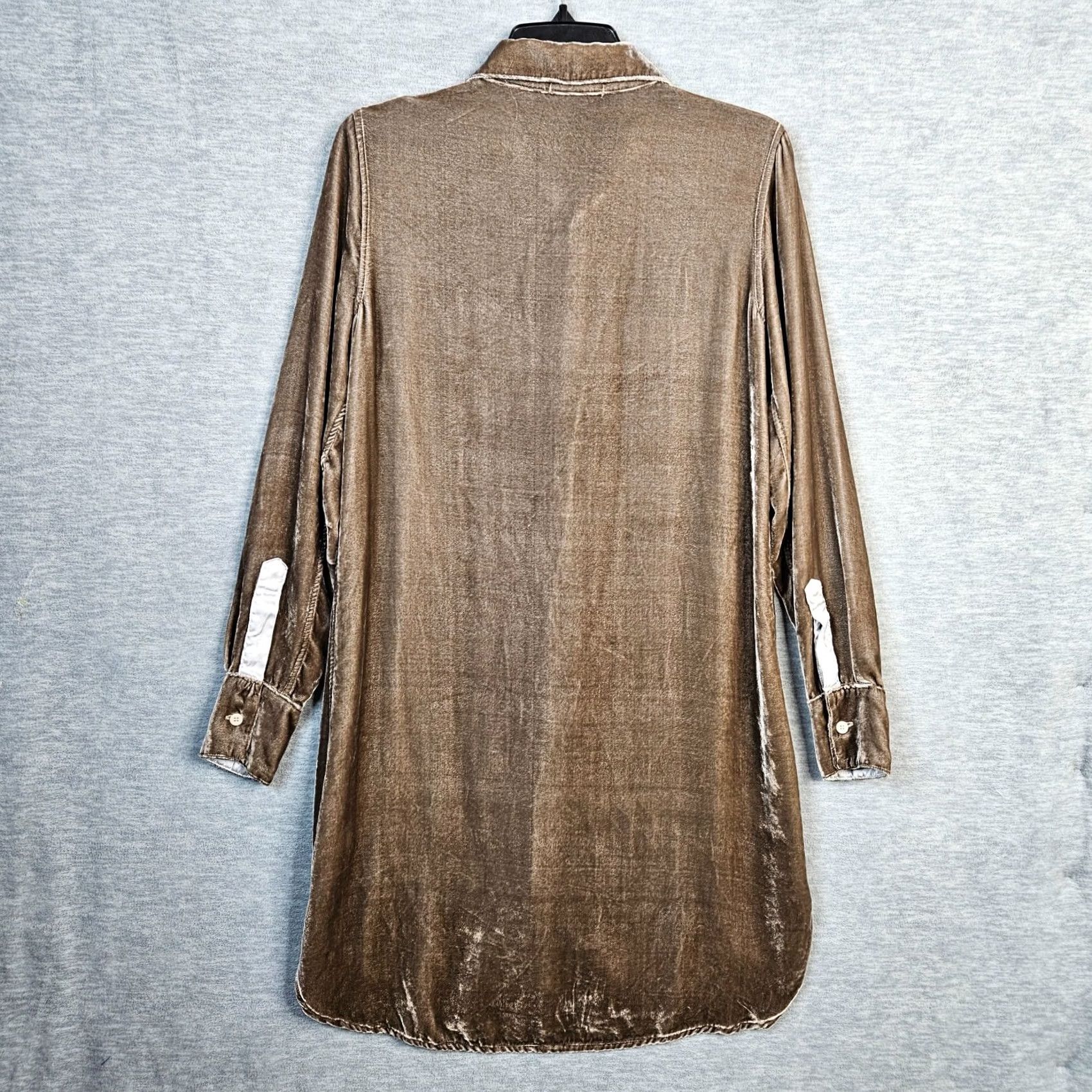 Velvet CP Shades Women’s Brown Velvet Button Up Long Sleeve Tunic Mini Dress XS Regular Womens Buttons Up Velvet Tunic Dress Brown Size XS Size XS / US 0-2 / IT 36-38 - 2 Thumbnail