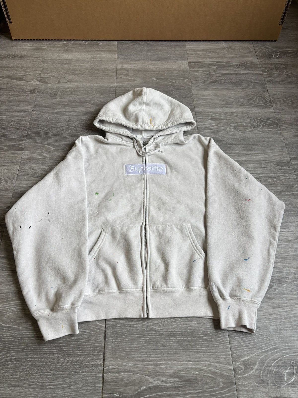 Maison Margiela × Supreme Supreme Maison Margiela Box Logo Zipup Hoodie White Size US M / EU 48-50 / 2 - 3 Thumbnail