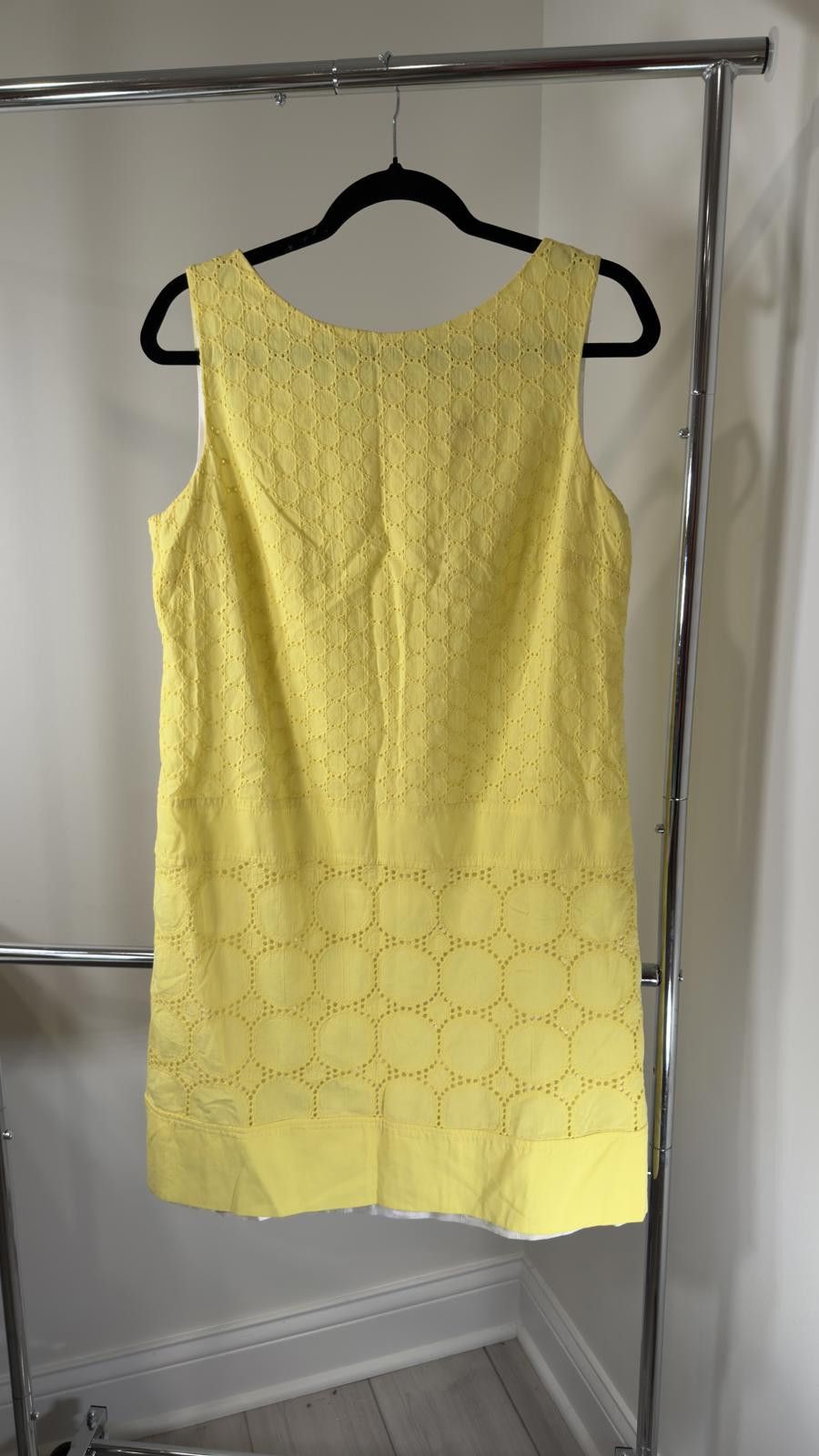 Designer Sandra Darren Yellow Summer Dress - Elegant Eyelet Design Size XL / US 12-14 / IT 48-50 - 1 Thumbnail