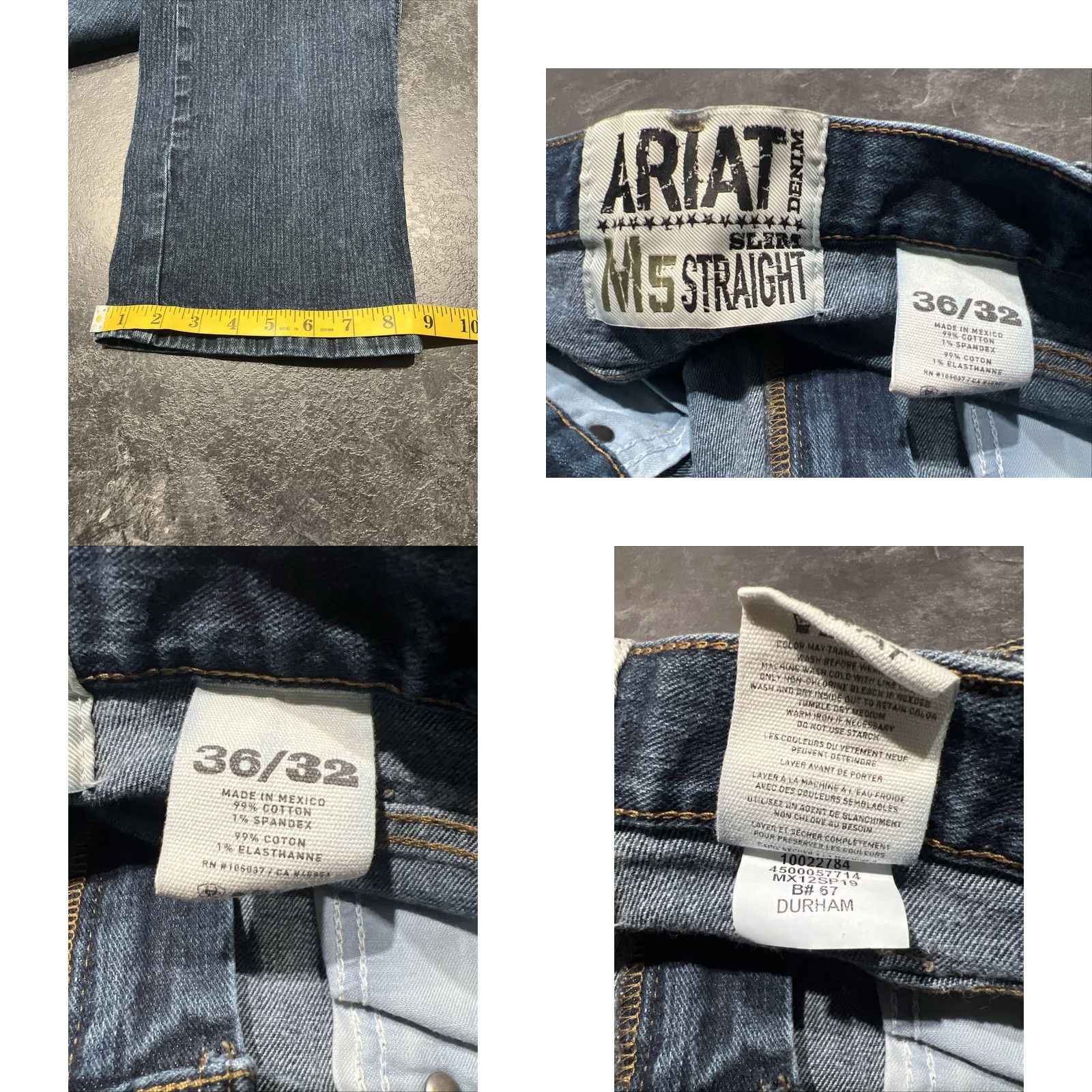 Ariat Ariat Jeans M5 Slim Straight 36x32 Mens Blue Denim Medium 5-Pocket Cowboy Workwear Logo Buffallo Nickel zipper button Leather none? Size US 36 / EU 52 - 8 Thumbnail
