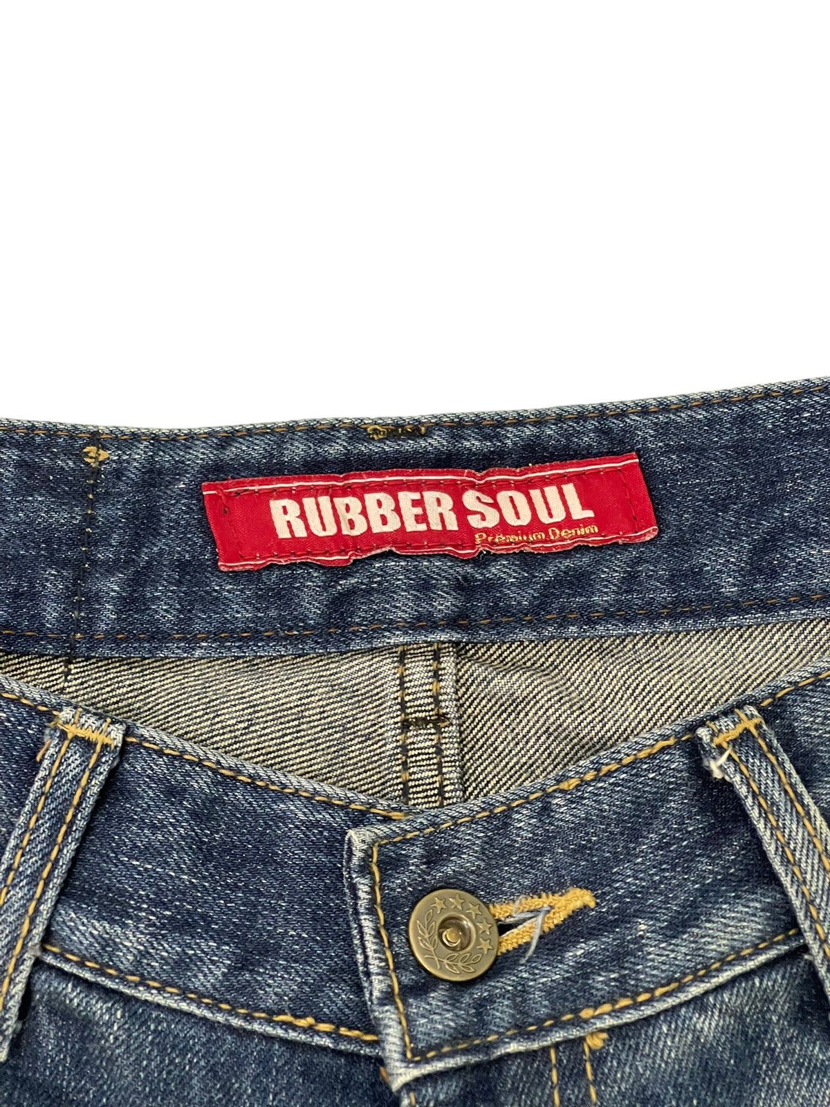Japanese Brand Slight Flare Jeans Rubber Soul Faded Distress Boot Cut 7🟦7 Size US 30 / EU 46 - 10 Thumbnail