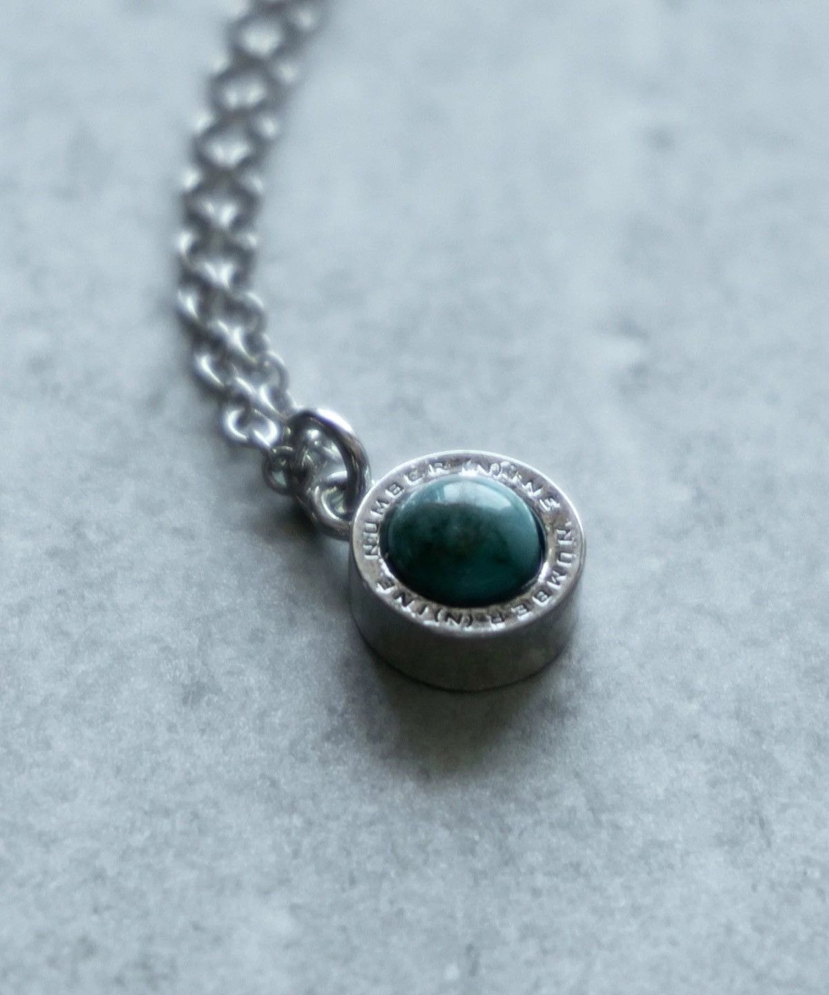 Number nine round logo stone charm necklace turquoise