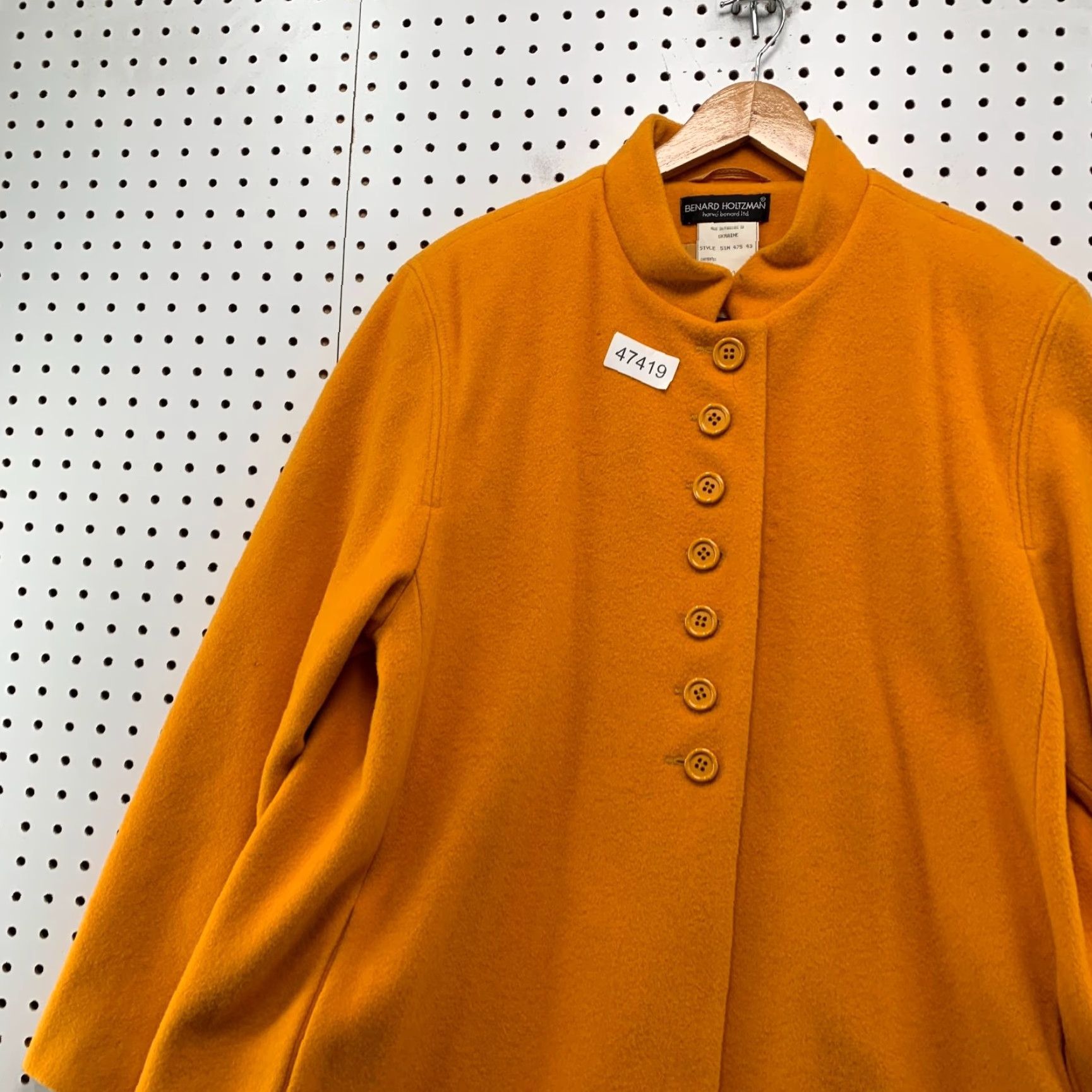 Vintage VINTAGE Benard Holtzman Harve Benard 100% Wool Button Coat Women 16 Yellow Orange Jacket Coat Overcoat Long Sleeve Winter Fall Casual Denim? Size XXL / US 16-18 / IT 52-54 - 7 Thumbnail