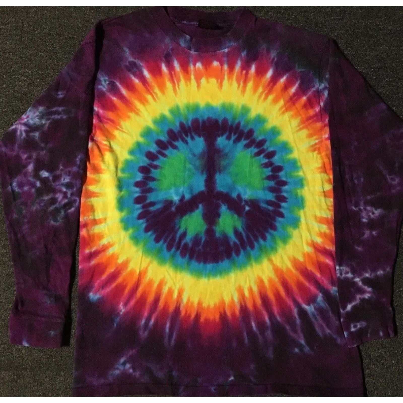 Vintage VINTAGE 90s Peace Tie Dye AOP Shirt M USA Single Stitch Hippie Surf Grunge Biker 80s Size US M / EU 48-50 / 2 - 2 Thumbnail