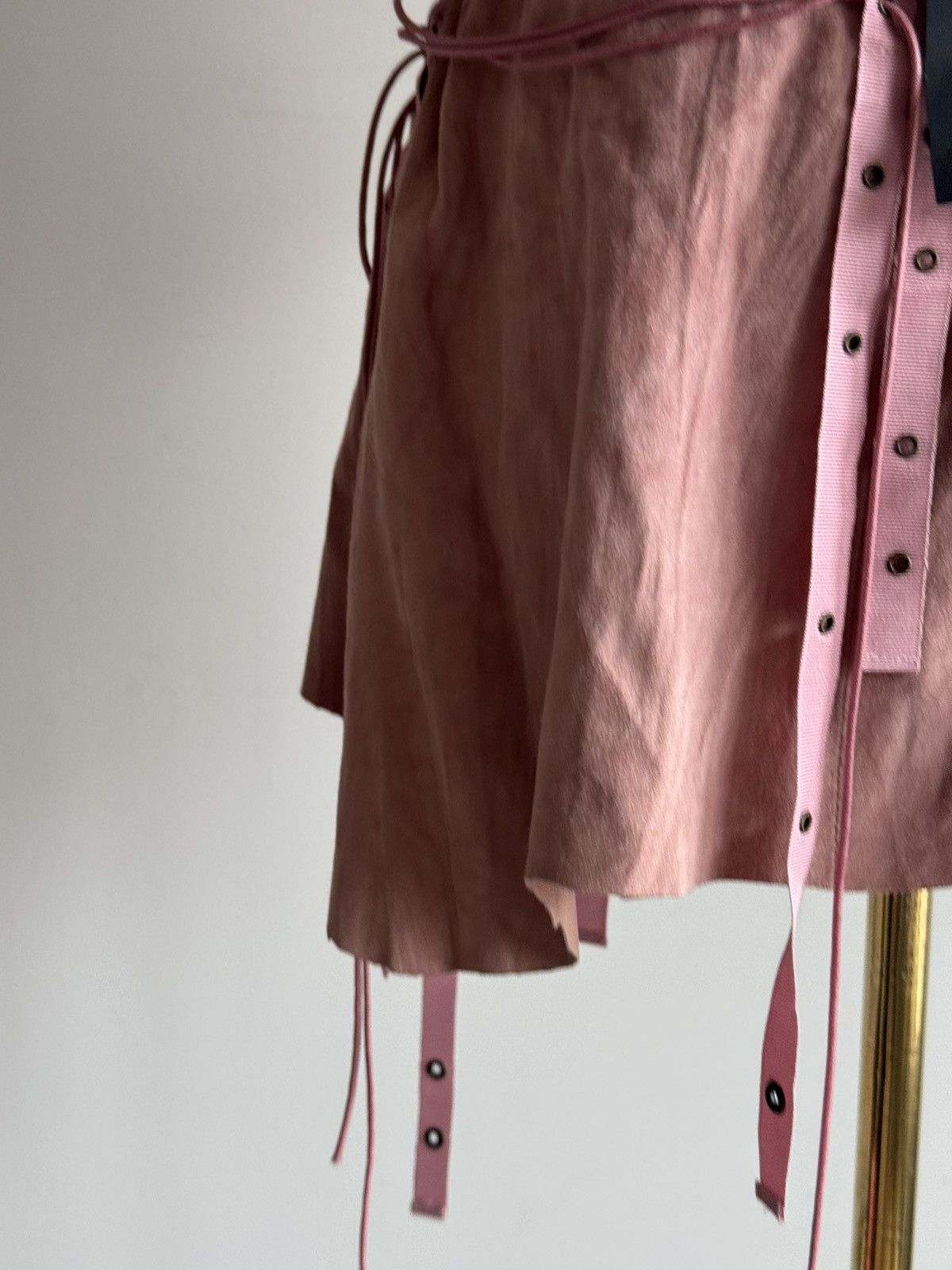 plein sud Vintage Plein Sud pink suede laced bondage skirt S/S 2003 Size 28" / US 6 / IT 42 - 5 Thumbnail