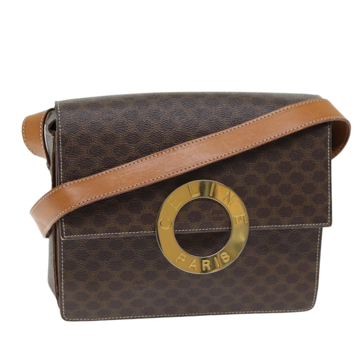 CELINE Macadam Canvas Shoulder Bag Pvc Brown