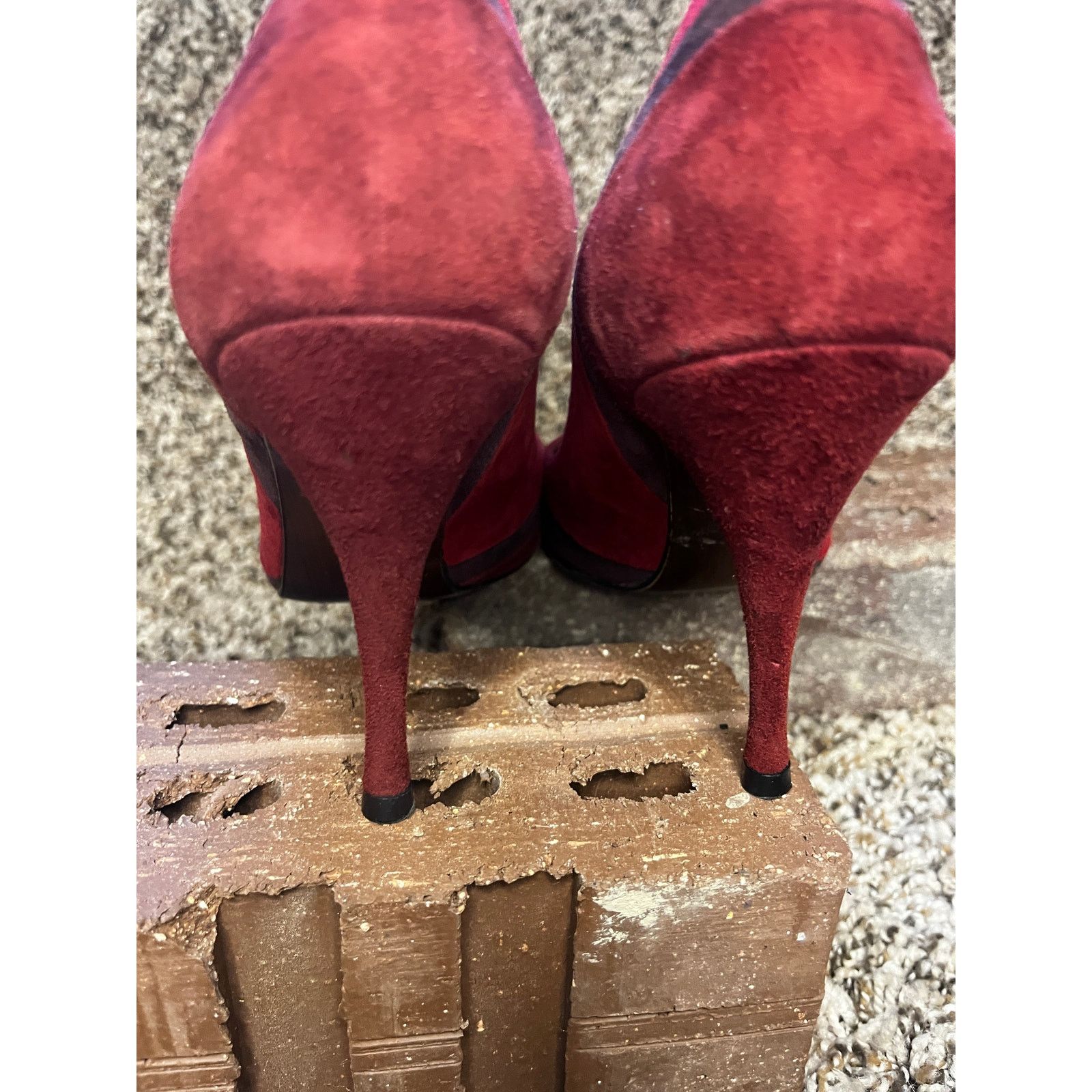 Stuart Weitzman Stuart Weitzman Chevron Suede Stilettos Pump Red Women's 8M Size US 8 / IT 38 - 9 Thumbnail