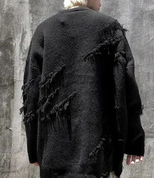 Other Distressed Black Loose Knit Sweater Size US M / EU 48-50 / 2 - 2 Thumbnail