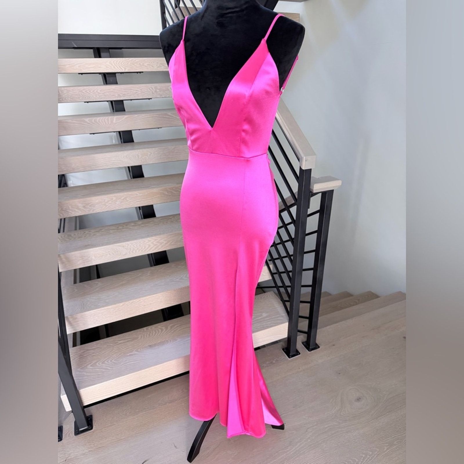 Other New Y2K Hot Pink Satin Mermaid Maxi Dress Cocktail size XS Size S / US 4 / IT 40 - 5 Thumbnail