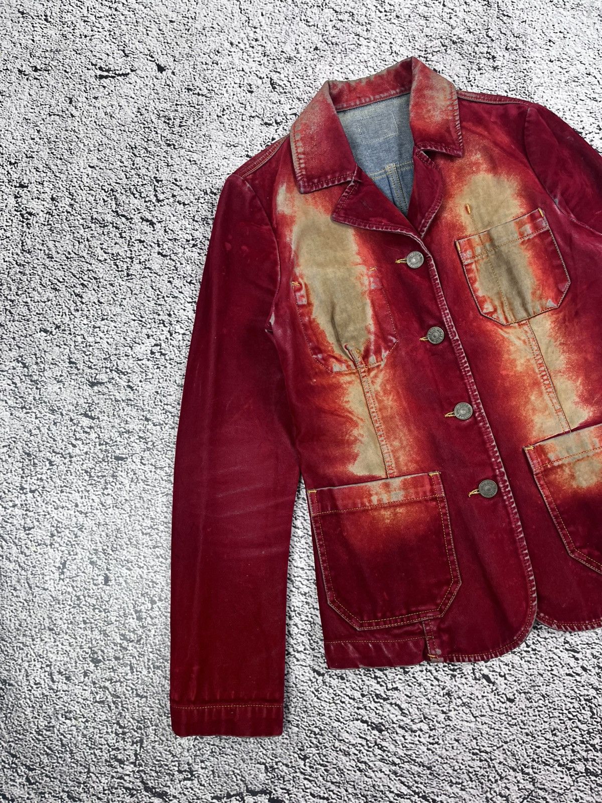 Japanese Brand Vintage Avant-Garde Bleached Velour Faded Distressed Jacket Size S / US 4 / IT 40 - 2 Thumbnail