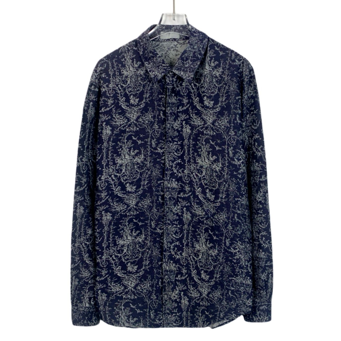 Dior Dior Navy & White Patterned Long-Sleeve Shirt Size Size US M / EU 48-50 / 2 - 1 Thumbnail