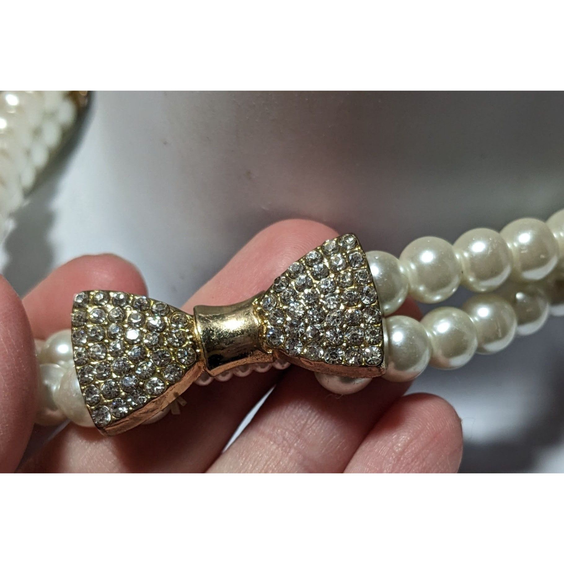Other Vintage Coquette Rhinestone Faux Pearl Stretch Choker Size ONE SIZE - 10 Thumbnail