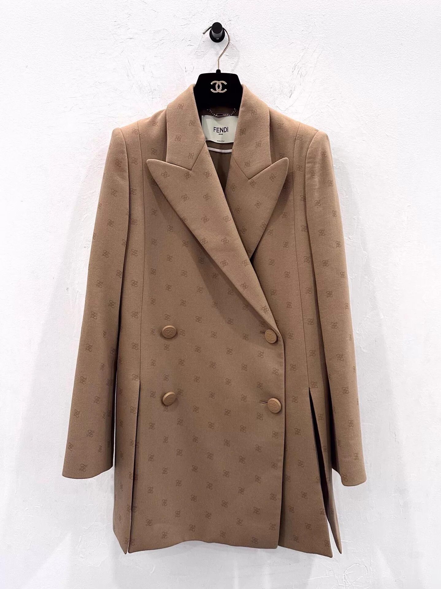 Fendi Fendi Wmns Brown Wool Allover FF Logo Coat 38 New Size XS / US 0-2 / IT 36-38 - 1 Thumbnail