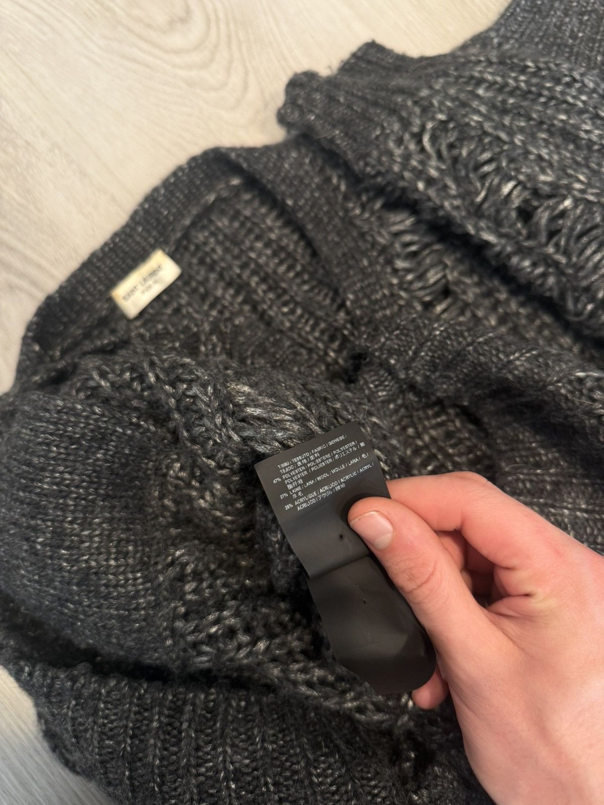 Saint Laurent Paris s/s 2015 distressed wool cardigan!! Size US L / EU 52-54 / 3 - 9 Thumbnail