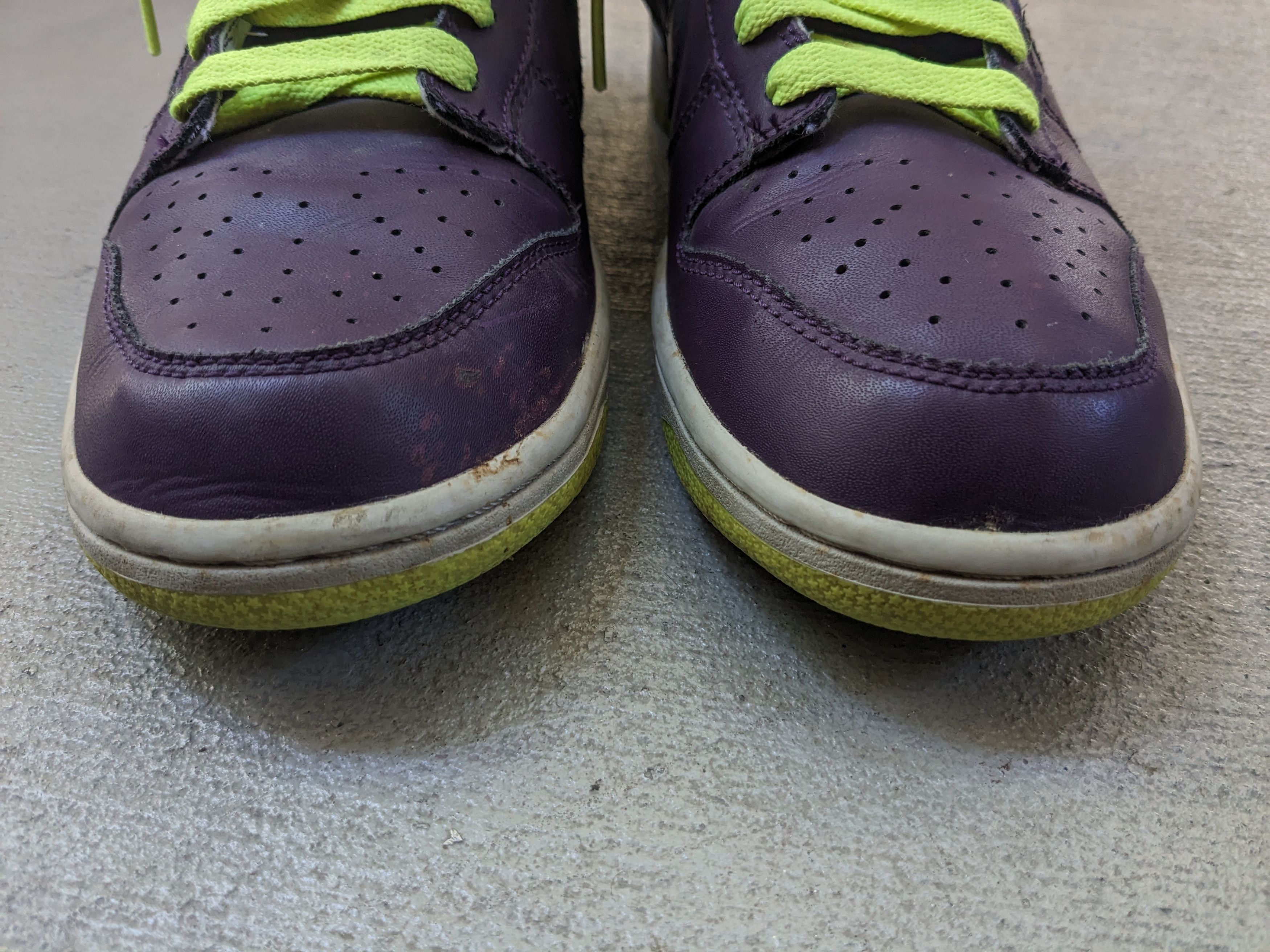 Nike Nike Dunk Low CL Joker Purple Leather Neon Green 318020-551 Size US 9.5 / EU 42-43 - 2 Thumbnail