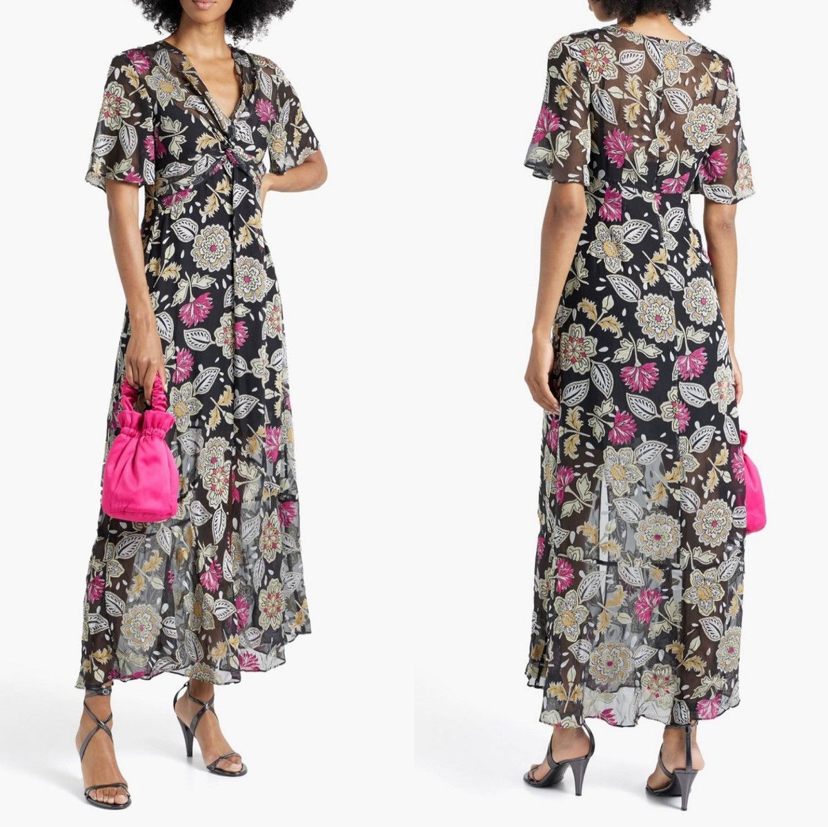 Rag & Bone Rag & Bone Tamar Twist Front Floral Chiffon Asymmetrical Size M / US 6-8 / IT 42-44 - 3 Thumbnail