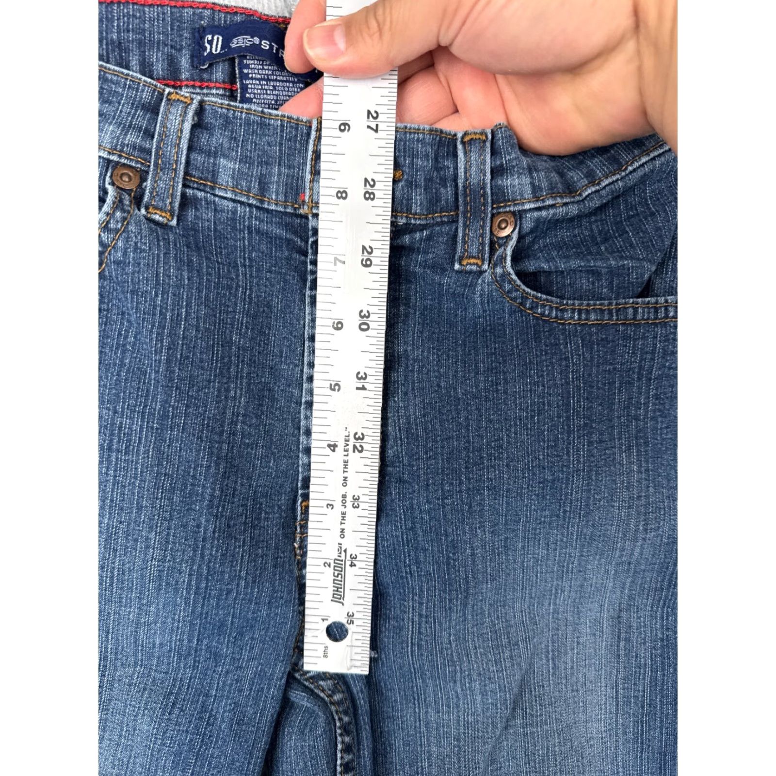 Denime VINTAGE SO Women Jeans Flared 5 Pocket Cotton Blend Mid Rise 27x32 Blue Denim Size 27" / US 4 / IT 40 - 7 Thumbnail