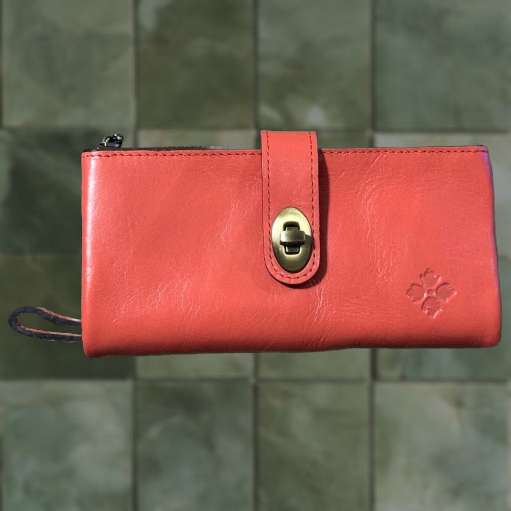 Patricia Nash Patricia Nash Annesley Wristlet Coral Leather RFID Blocking Zip Outer Pockets Magnetic Turn Lock Gold Hardware Women Medium" Size ONE SIZE - 1 Thumbnail