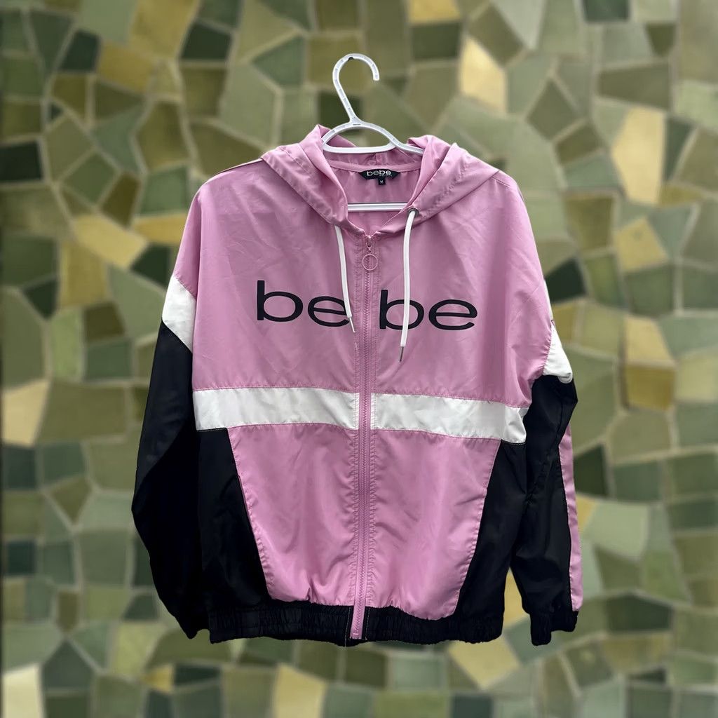 Bebe Bebe Womens Jacket Medium Pink Colorblock Zip Up Hooded Windbreaker Jacket Womens Windbreaker Zip Hooded Pink Colorblock M Size M / US 6-8 / IT 42-44 - 1 Thumbnail