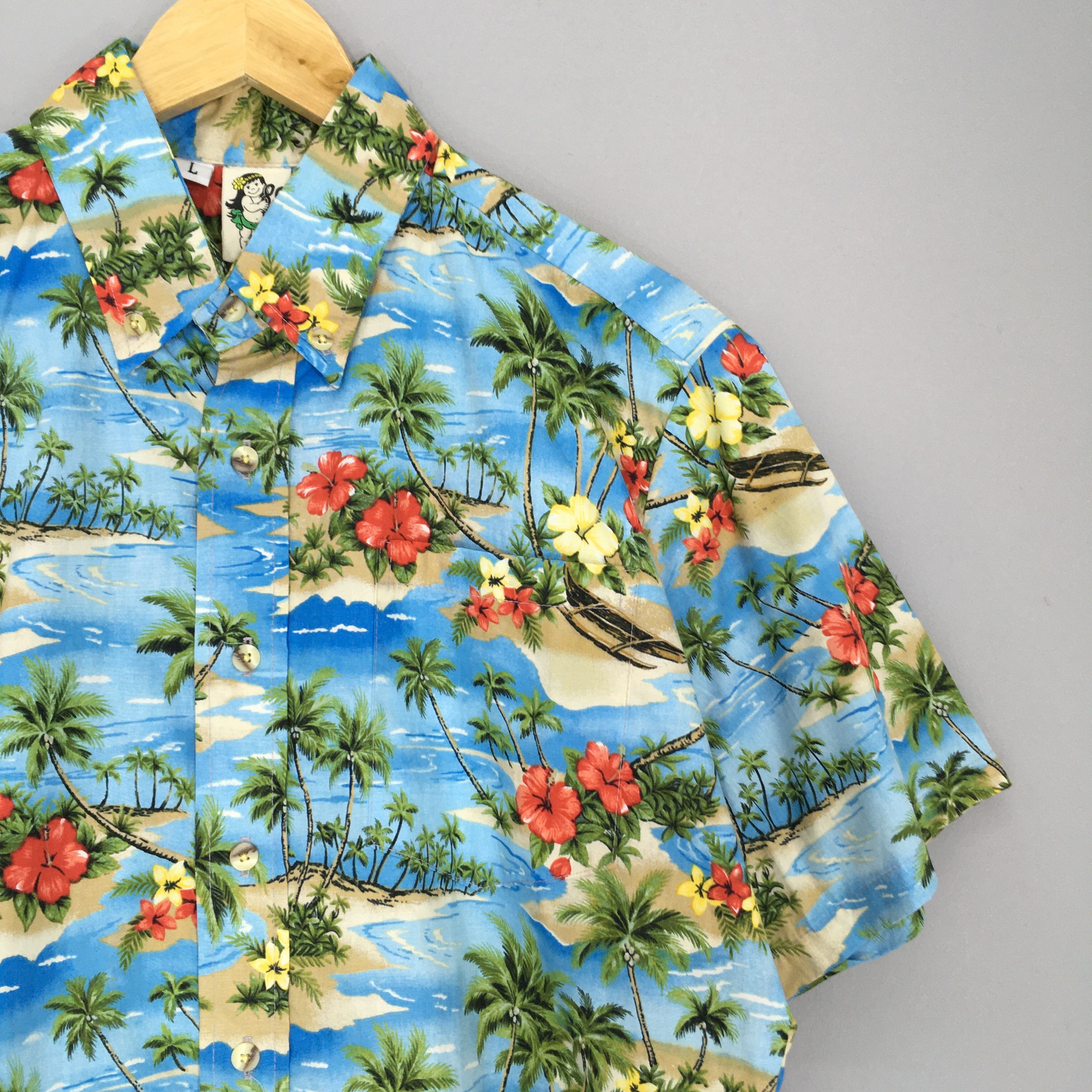 Vintage Vintage 90s Hawaiian Coconut Tree Beach View Shirt Large Size US L / EU 52-54 / 3 - 2 Thumbnail