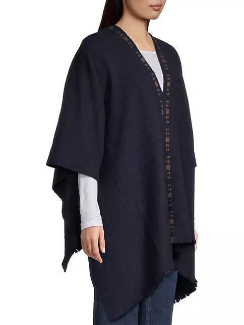 Loro Piana o1srvl11e0125 FAO1051 Size: OS/ Short Poncho in Navy Blue Size ONE SIZE - 3 Thumbnail