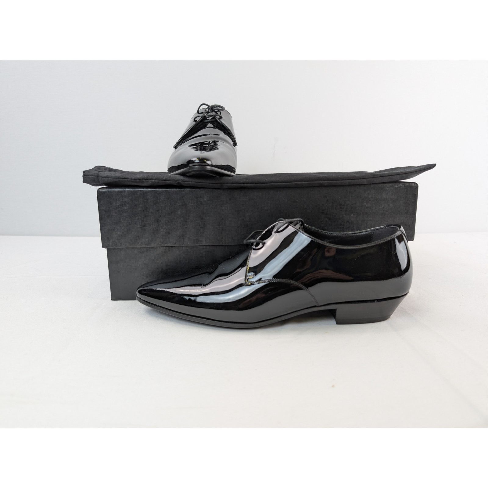 Saint Laurent Paris o1rshd Leather Lace Ups Shoe boots in Black Size US 7 / EU 40 - 19 Thumbnail