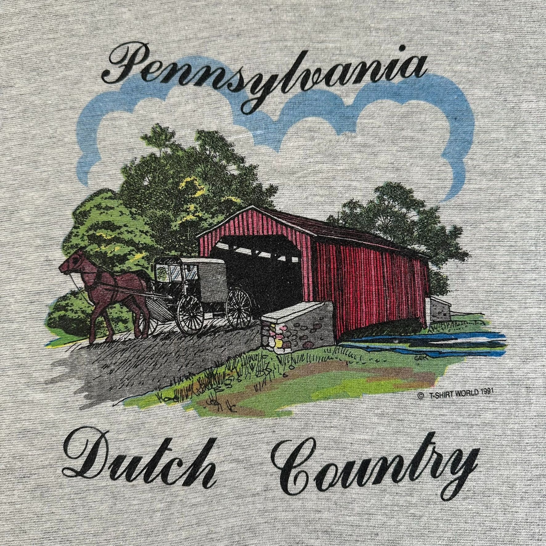 Globe Vintage 90s Pennsylvania Dutch Amish T-Shirt Single Stitch G Size US L / EU 52-54 / 3 - 2 Thumbnail