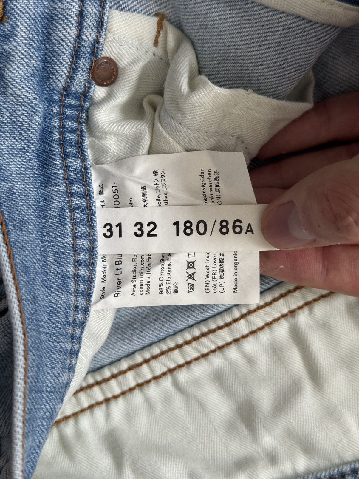 Acne Studios River Slim Fit Jeans Light Blue Size US 31 - 4 Thumbnail