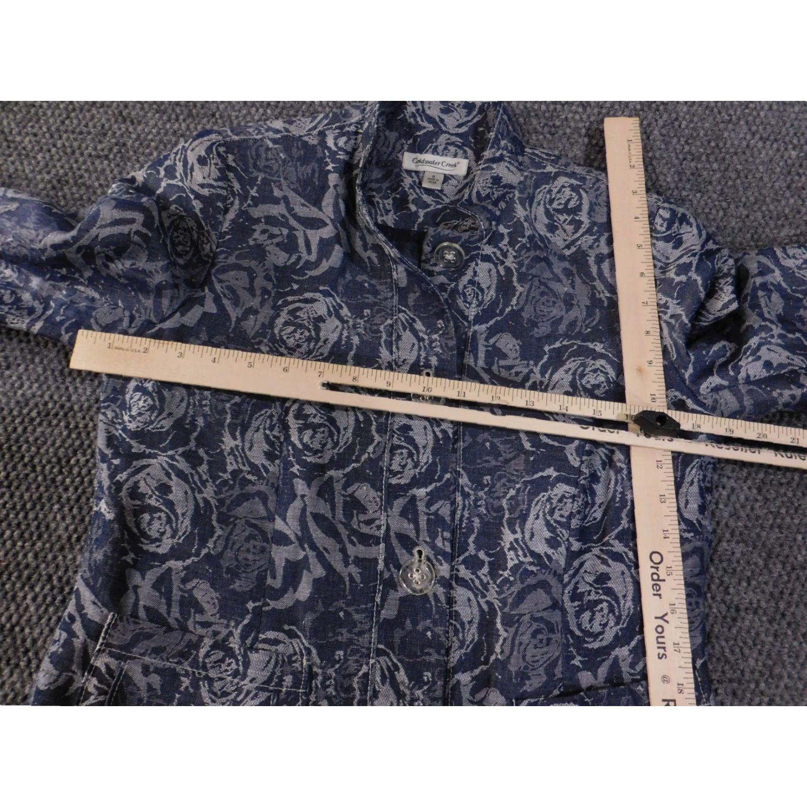 Coldwater Creek Coldwater Creek Blazer Womens 6 Blue Floral Linen Blend Button Front Jacket Size M / US 6-8 / IT 42-44 - 6 Thumbnail