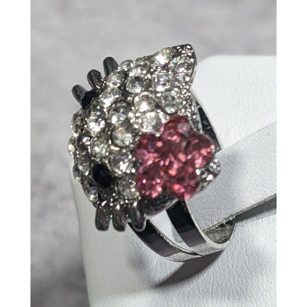 Other Coquette Glam Cute Kitten Rhinestone Adjustable Ring Size 8 Size ONE SIZE - 2 Thumbnail