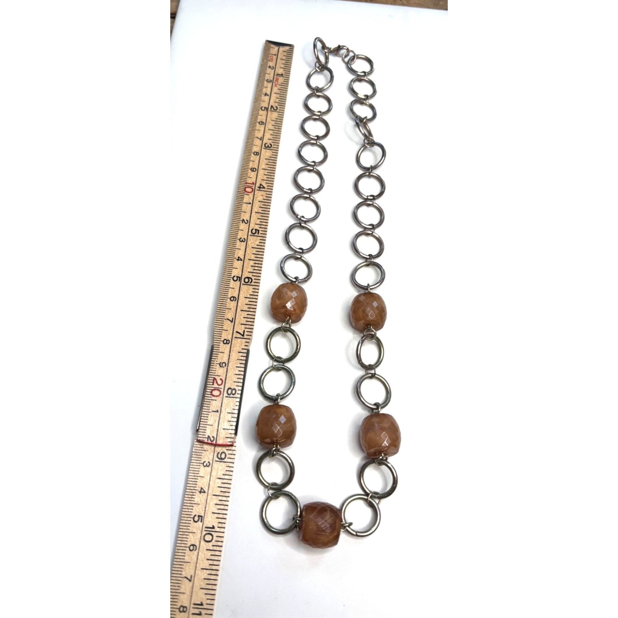 Other Brown Gemstone & Silver Circle Link Necklace Size ONE SIZE - 6 Thumbnail