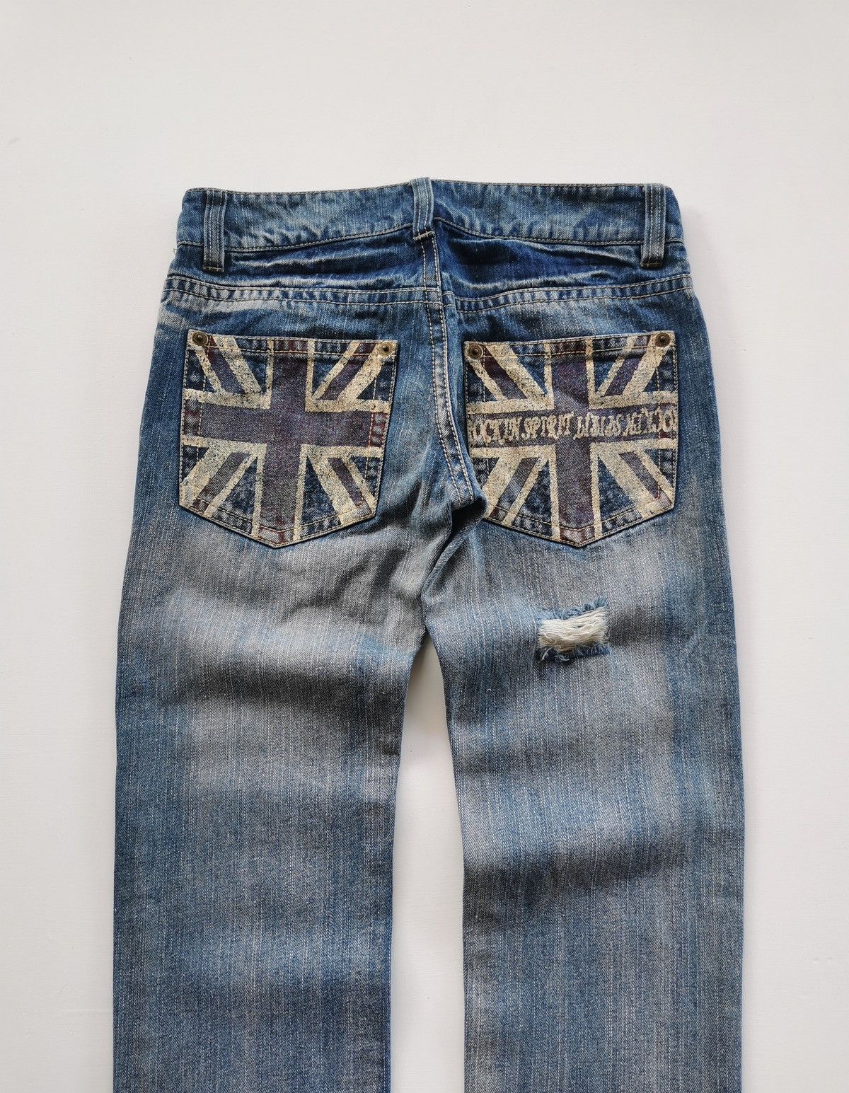 Japanese Brand Fazbee Japan British Flag Distressed Style Denim Jeans Size 30" / US 8 / IT 44 - 5 Thumbnail