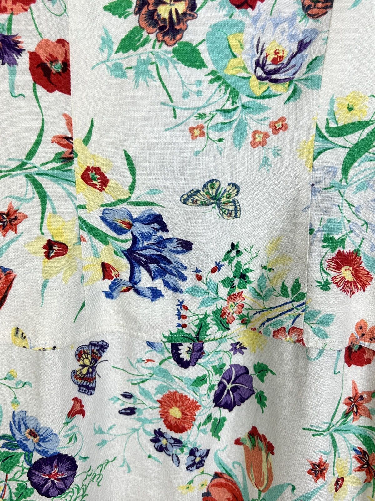 Gucci Vintage Gucci Linen Floral Print Wrap Dress 44 Size M / US 6-8 / IT 42-44 - 9 Thumbnail