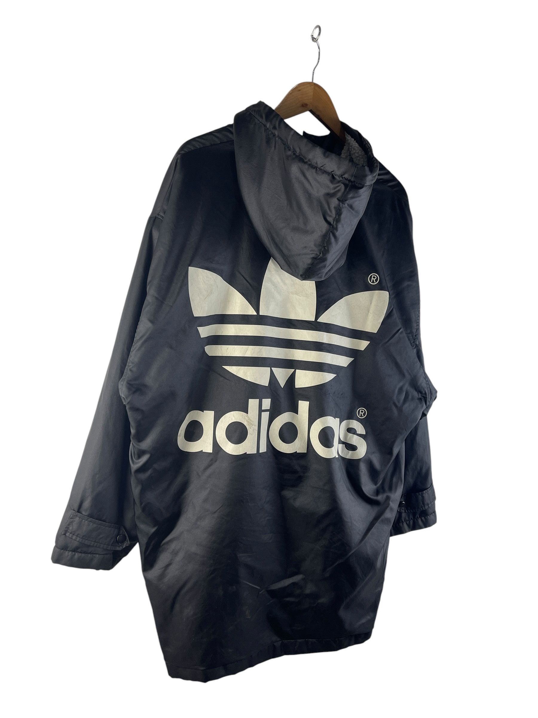Adidas Vintage 90s Adidas Trefoil Fleece Lined Hooded Jacket Size US L / EU 52-54 / 3 - 4 Thumbnail